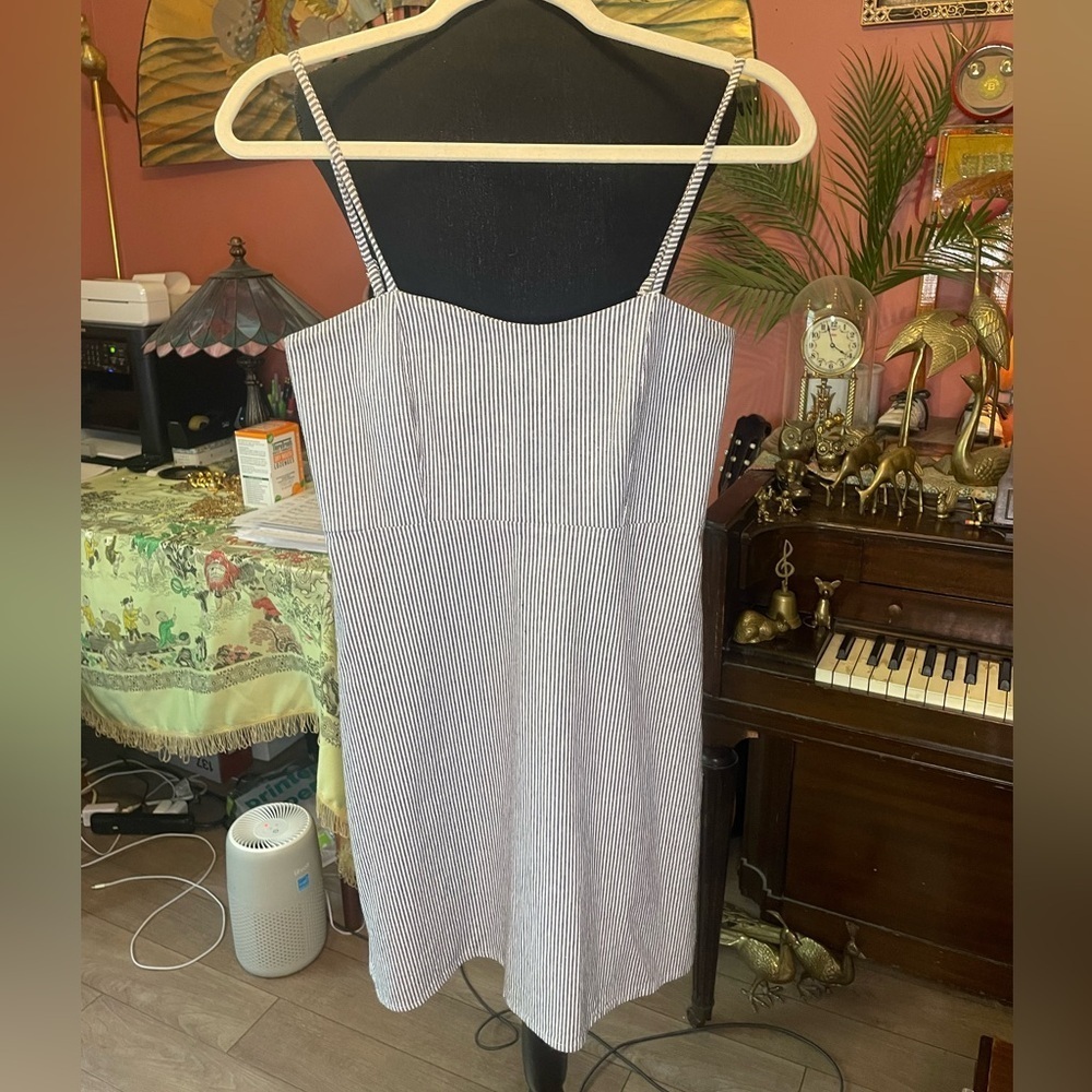 Brandy Melville Blue pinstripe sweetheart mini dress Very good condition Small